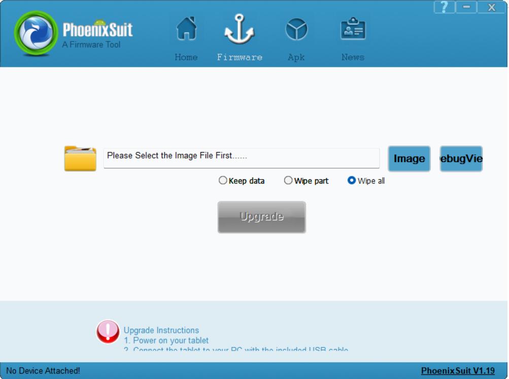 Select firmware on the PhoenixSuit Flash Tool