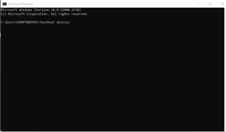 Main interface of the Windows PC Command prompt