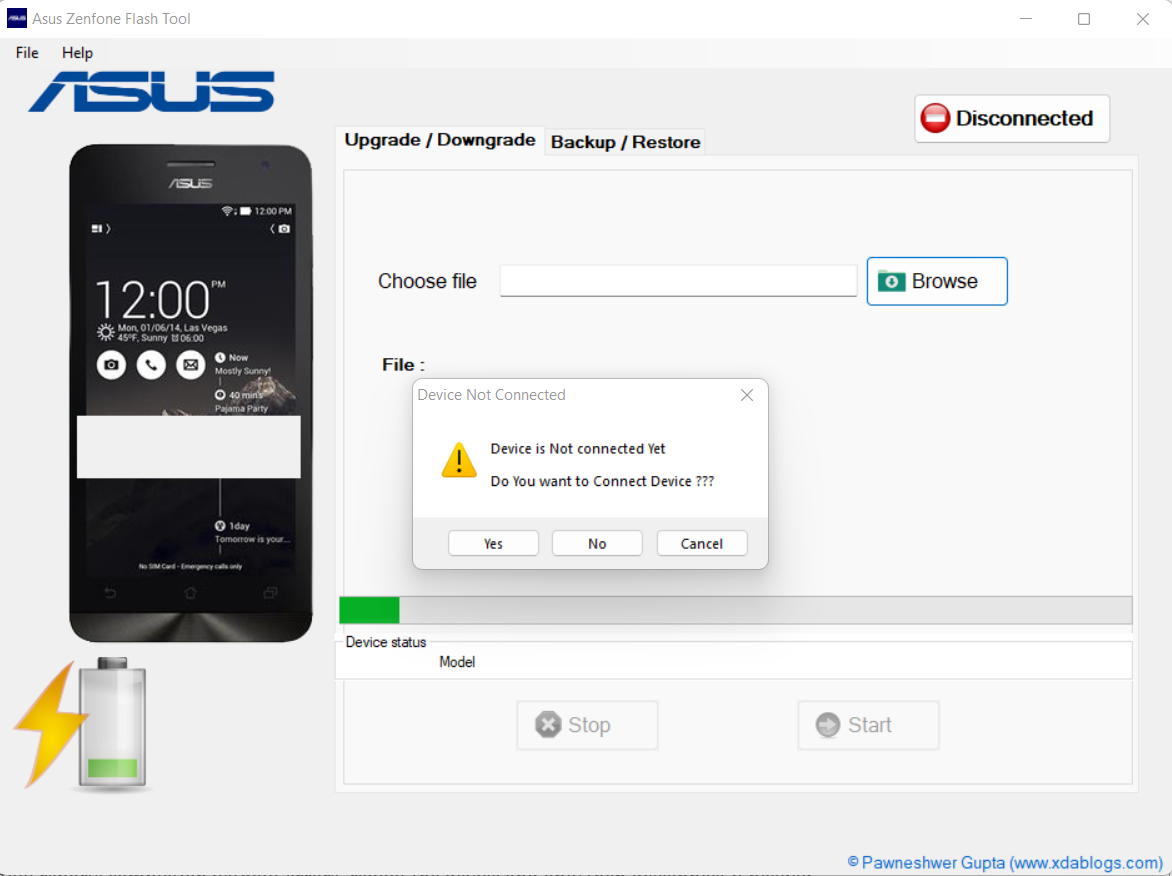 Connect Device to the ASUS Zenfone Flash Tool to flash
