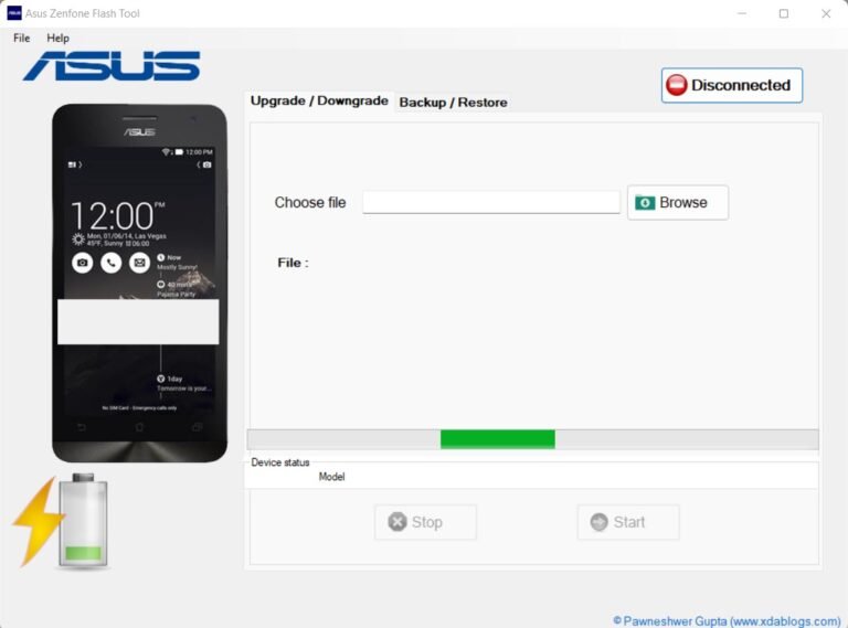 ASUS Zenfone Flash Tool Main Interface on the Windows PC