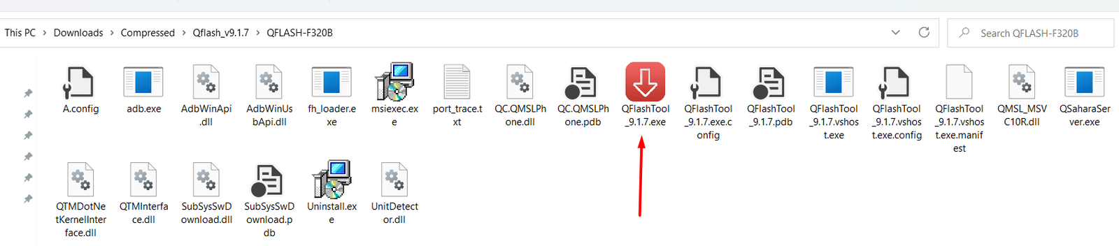 Launch QFlashTool from your Windows PC