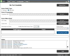 QFIL main interface after launching the tool