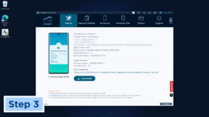 Motorola Software Fix device verification screen for Motorola Edge 2022 with Android 13 firmware details and Download button.